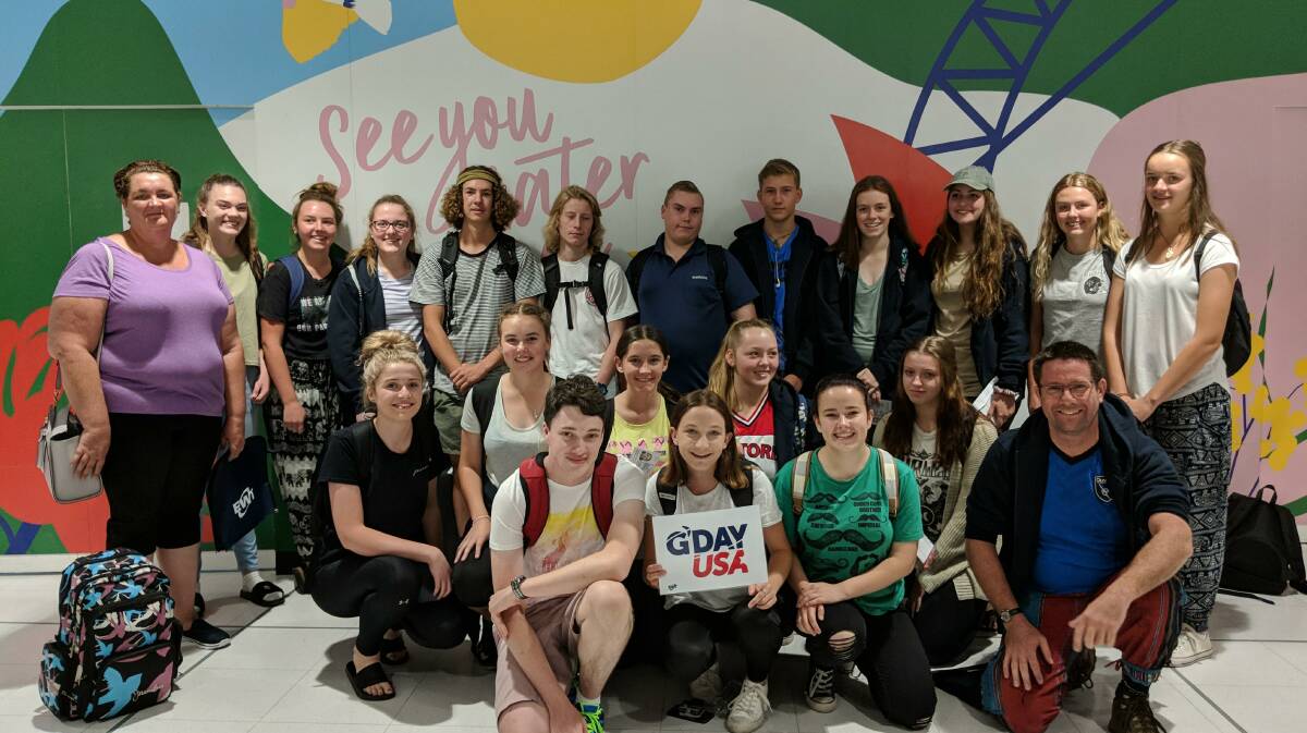 REARING TO GO: The students at Sydney Airport as they head off on December 2. Picture: Supplied. 