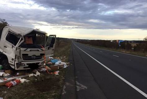 SPILLED PRODUCE: The truck was carrying fruit and vegetables. Picture: Live Traffic NSW. 