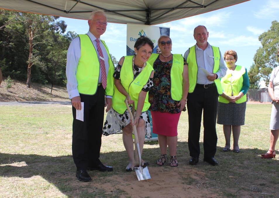 Minister for Social Housing Pru Goward turns the sod at the BaptistCare site for the new 20-unit project.Photo: Mariam Koslay.