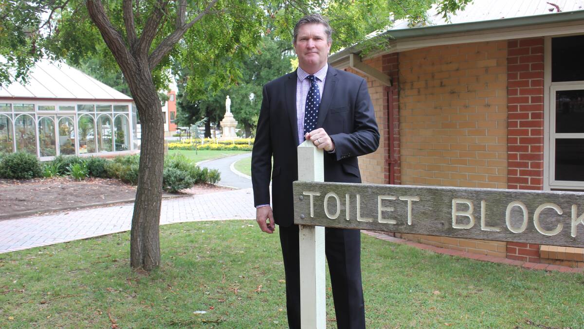 COSTLY REPAIR: Detective Inspector Matt Woods says vandalism is a serious offence that impacts the whole community. He stands in Belmore Park, one of the hot-spots for vandalism in Goulburn. Photo: Mariam Kosaly.