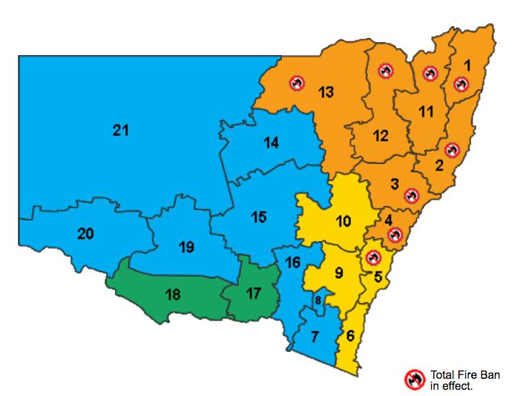 The Goulburn Mulwaree area is declared a 'very high' fire danger threat according to the NSW RFS. 