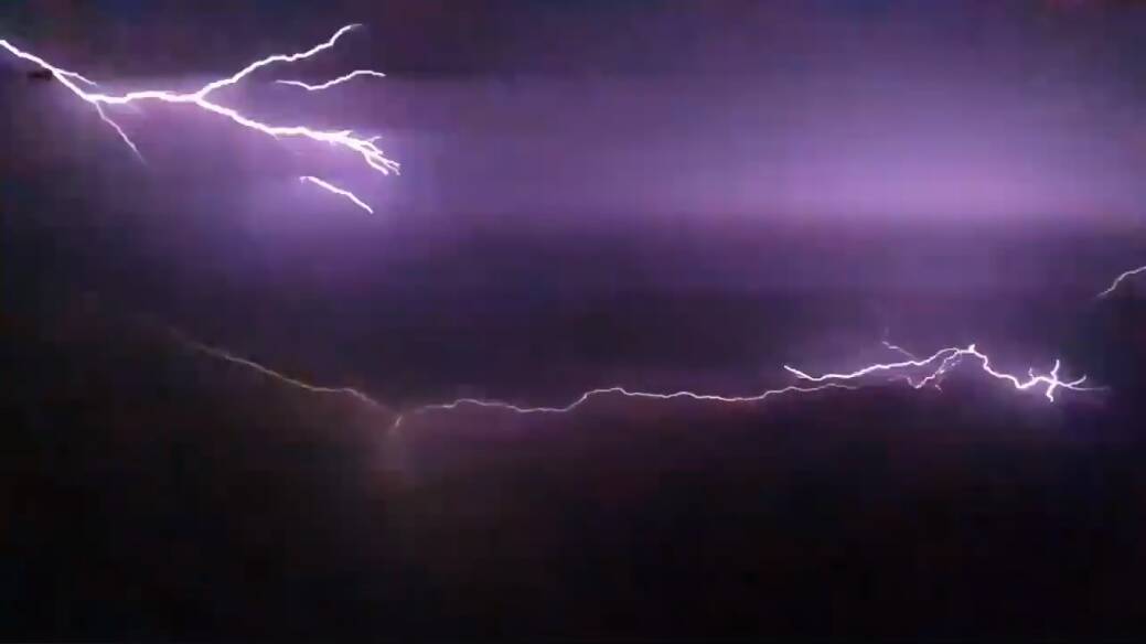 Lightning captured on footage and shared by the 
NSW SES Collector Unit online. 