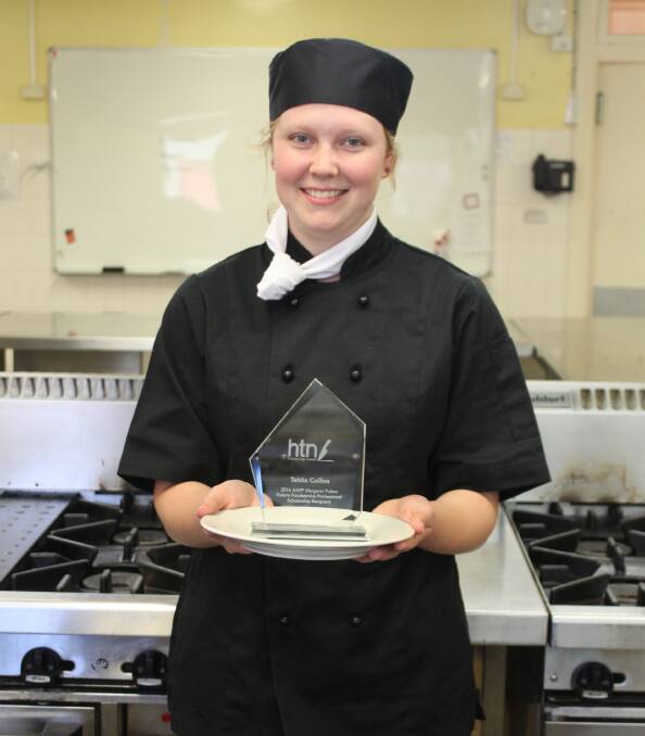 BIG DREAMS: Tahlia Collins holds her trophy for the Margaret Fulton scholarship. She plans to fly to Sydney to strengthen her culinary skills. Photo: Mariam Koslay. 