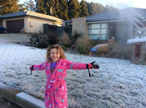 SUCCESS: Greg Appleton's daughter, Millie, 6, on the Sunday morning the snow was made. Photo: supplied.