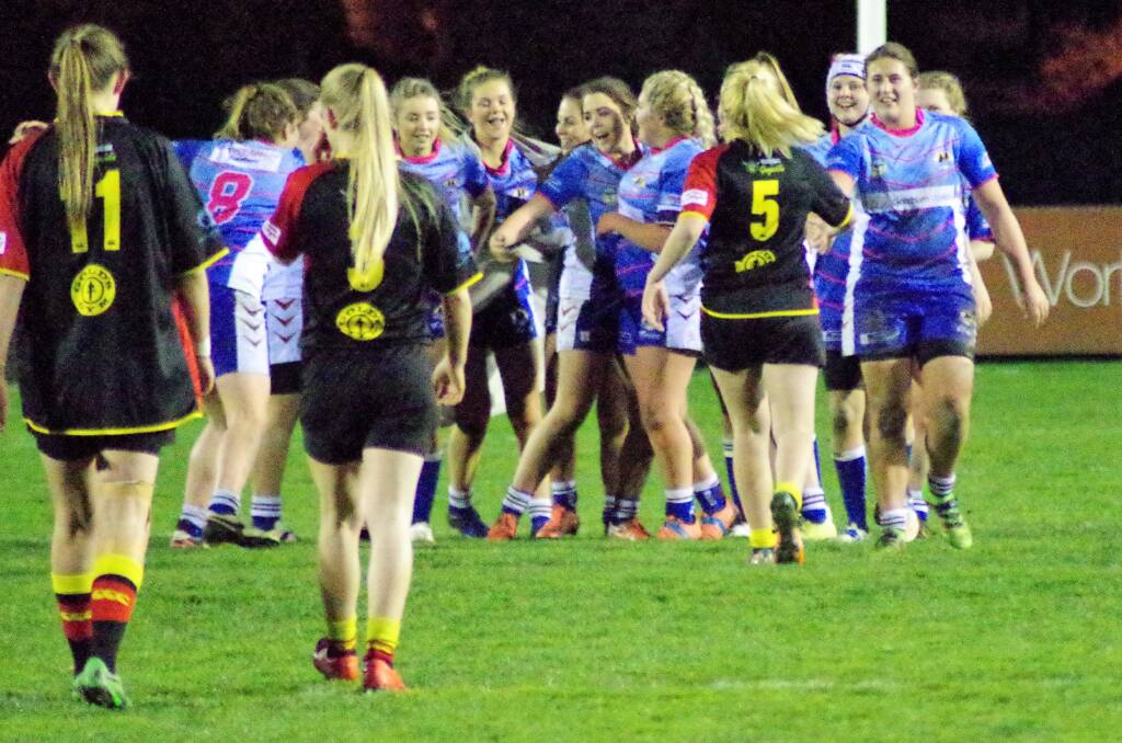 Photos from the final round game of Canberra Junior Rugby Leagues U18 Girls Competition between Goulburn and Gungahlin Bulls.