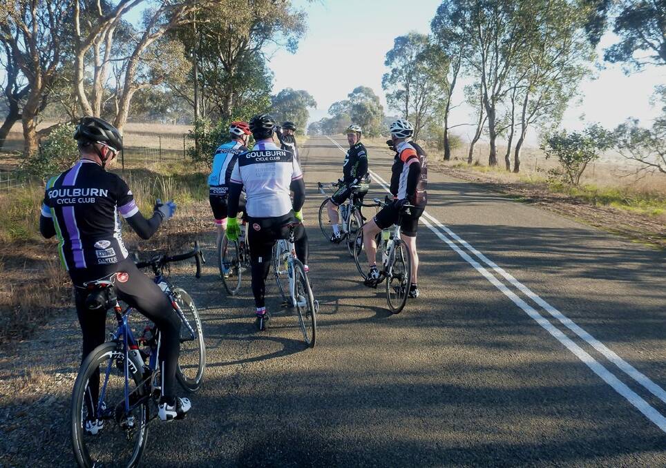 SUNDAY RIDE: Goulburn Cycle Club members out on Range Road for a leisurely Sunday morning ride before heading back to the Greengrocer on Clifford St for some refreshments and a chat. Photo: David Carmichael