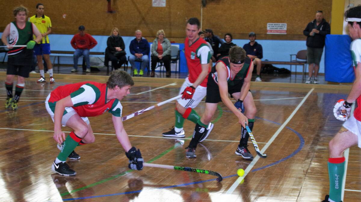 Selected images from the Goulburn v Lithgow division 2 game Men's NSW Indoor Hockey Championships October 22. Photos: Darryl Fernance