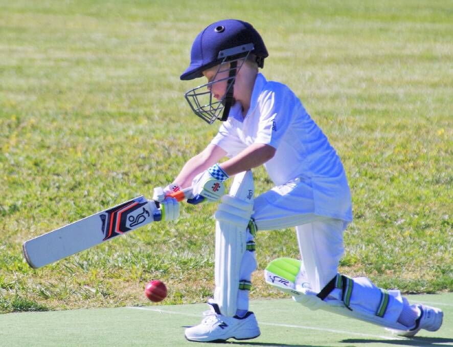 Under 10 St Joseph's Red batsman Eamon Shiel hits at the ball during his first game of the season against St Joseph's Maroon.