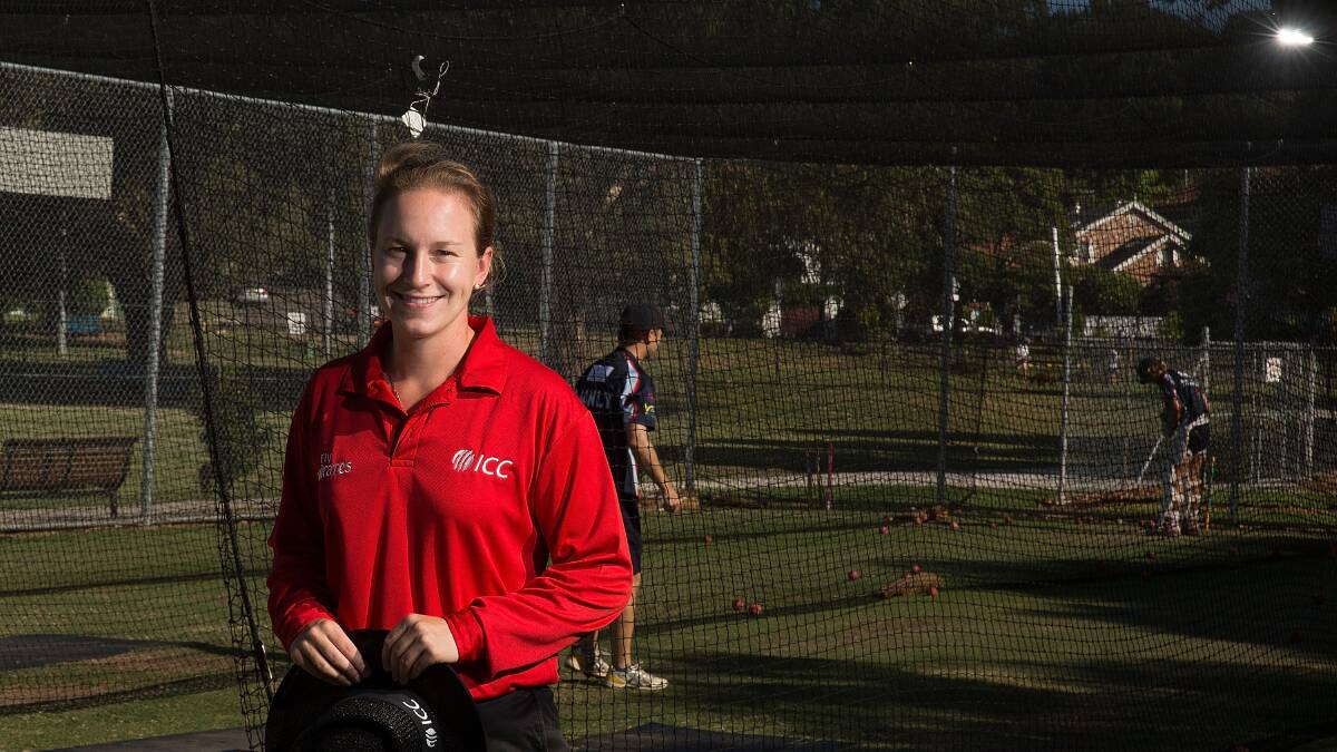 UMPIRE TRAINEES WANTED: Claire Polosak, the first female cricket umpire to work at an international level is engaging with women and girls interested in cricket umpiring and earning money. Photo: Michele Mossop/Fairfax Media
