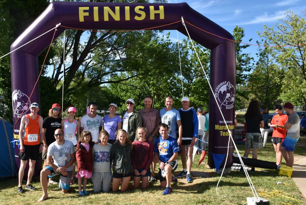 TEAMS: The combined two Goulburn teams that competed in the Sri Chinmoy triple triathlon recently. Photo: Supplied 