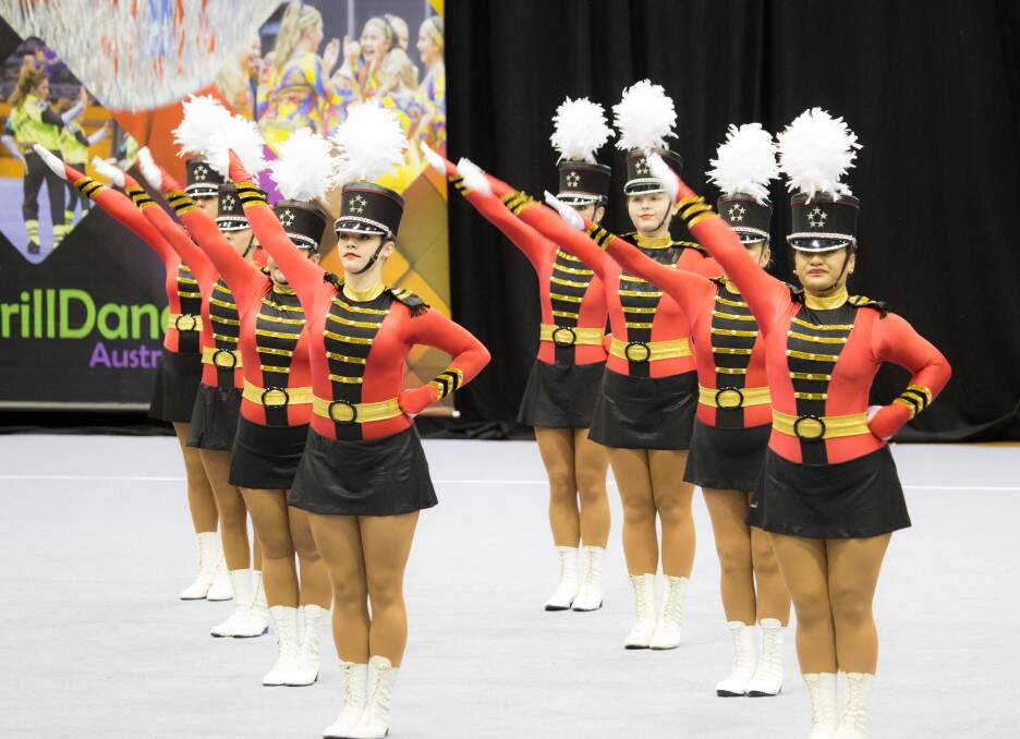 PRECISION: Academy Seniors performing their Technical Drill Routine at the 2017 Australian DrillDance Championships. Photo: Karen Fisher
