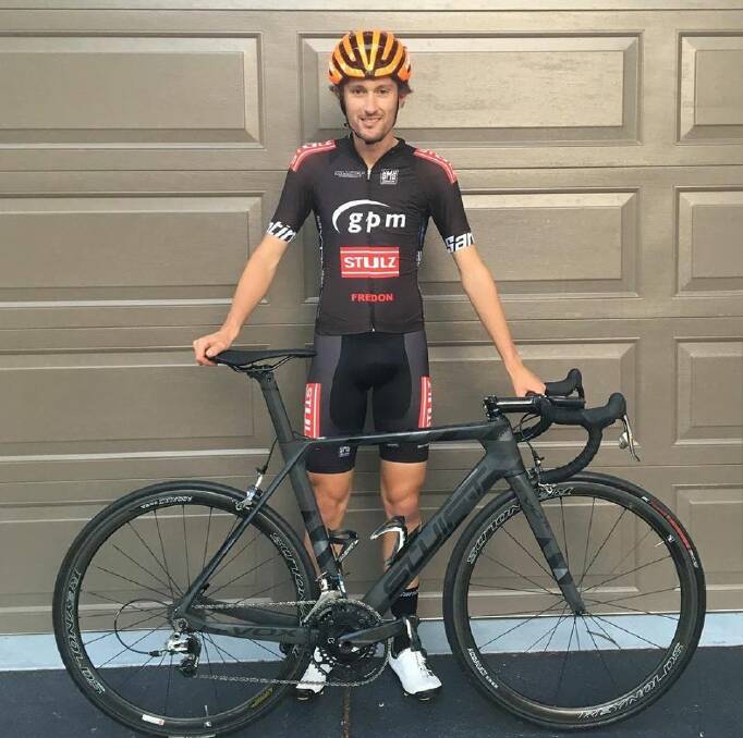 FASTER THAN 2016: Goulburn Cyclist Cameron Roberts riding for the GPM Stultz team at Grafton, suffered cramps but was still faster than the winning time in 2016. Photo: supplied