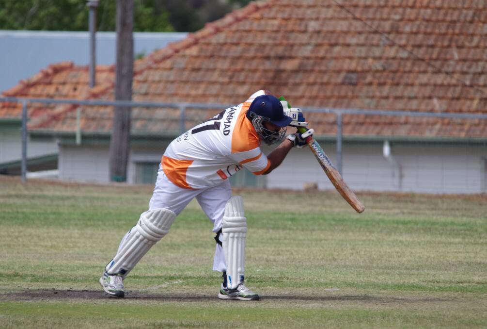 FIRST TON: Soldiers Warrior Hammad Farooq on his way to his first ever century in cricket during the match against Hibo Green on Saturday. Photo: Darryl Fernance