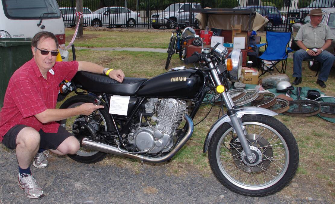 FOR SALE: Motorcycle enthusiast Ross Luff of Goulburn was looking to sell his 1980 SR Yamaha 500 at the Classic Riders Club swap meet on Sunday. 