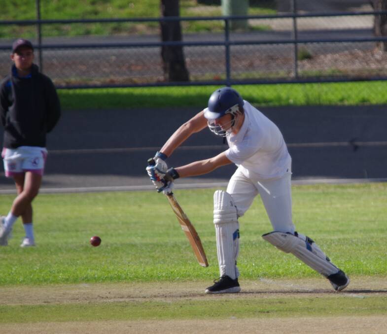 Zac McGregor batting for Crookwell against Wollondilly under 16s on day one of their final. Photo: Darryl Fernance