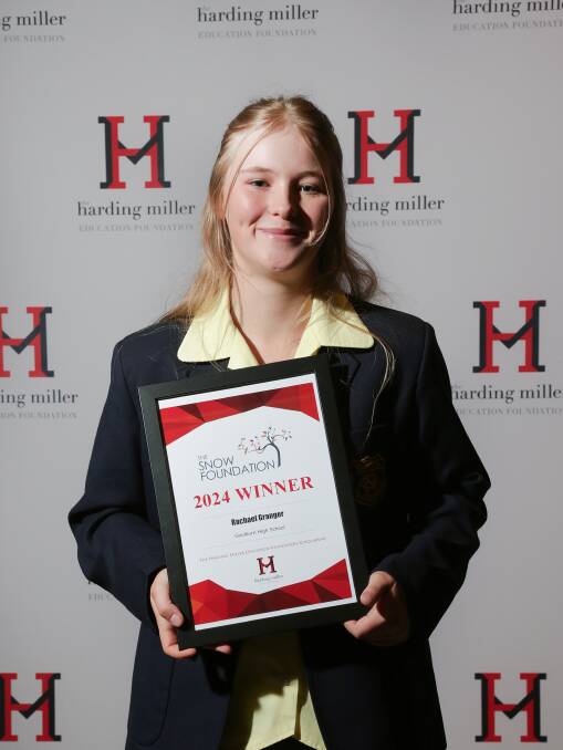 Rachael Granger hopes to study veterinary science following secondary school. She recently received a Harding Miller scholarship to assist with her high school studies. Picture supplied.