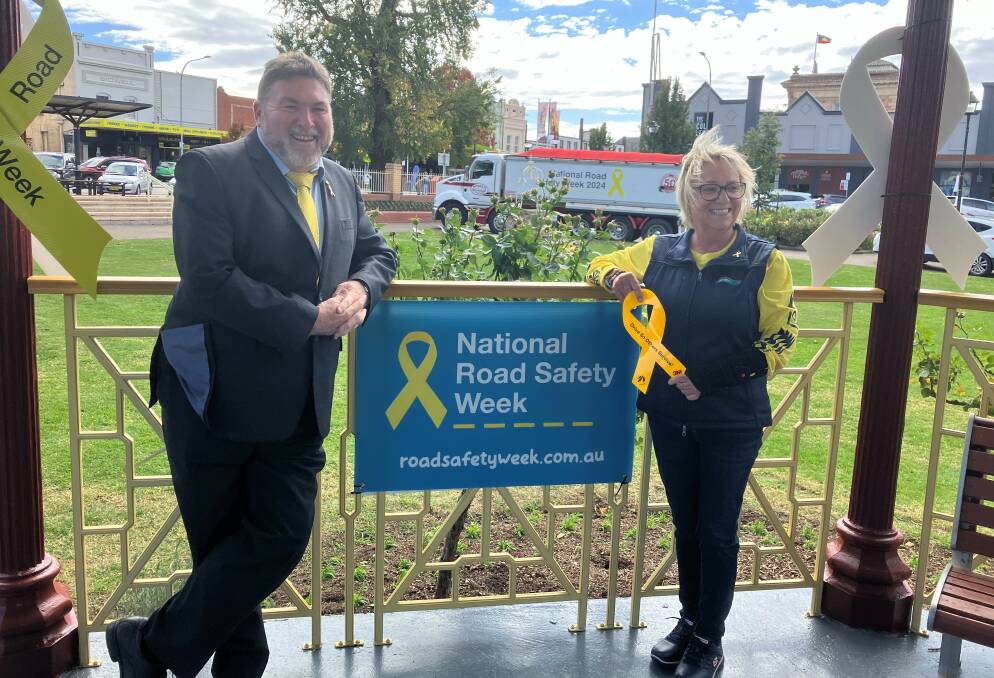 National Road Safety Week founder, Peter Frazer, and Tracy Norberg at an early launch of the week in Goulburn on Wednesday, April 24. Picture supplied.