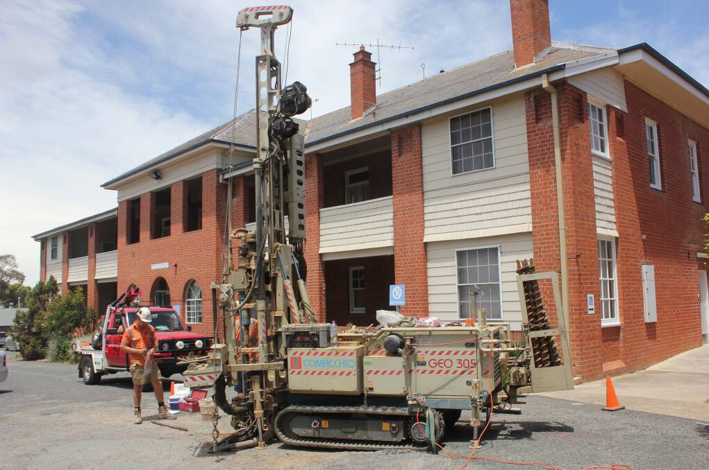 Exploratory drilling as part of the Goulburn Base Hospital's redevelopment underway in January. Springfield House, (pictured), housing mental health services, will be demolished as part of the $120 million project. Photo: Mariam Koslay. 