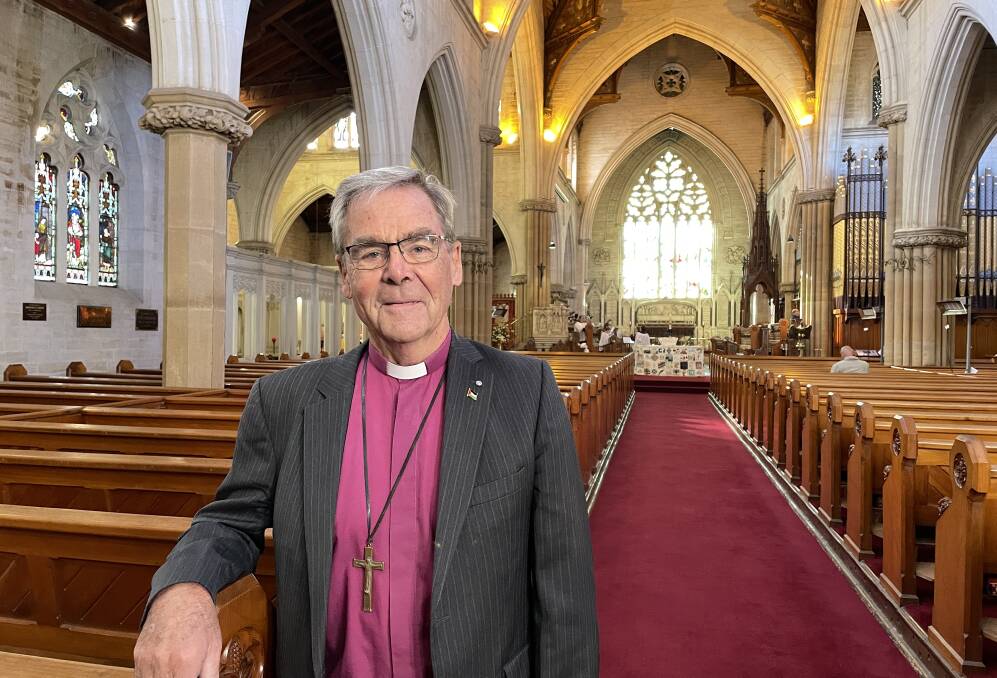 Former Anglican Bishop of Canberra/Goulburn, George Browning, now aged 82, says he doesn't believe in retirement. He returned for a service at Saint Saviour's Cathedral recently. Picture by Louise Thrower.