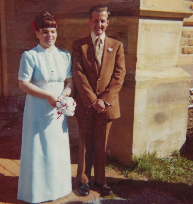 Rosie and Christopher Johnson on their wedding day at Goulburn Methodist Church in 1975. Picture supplied.