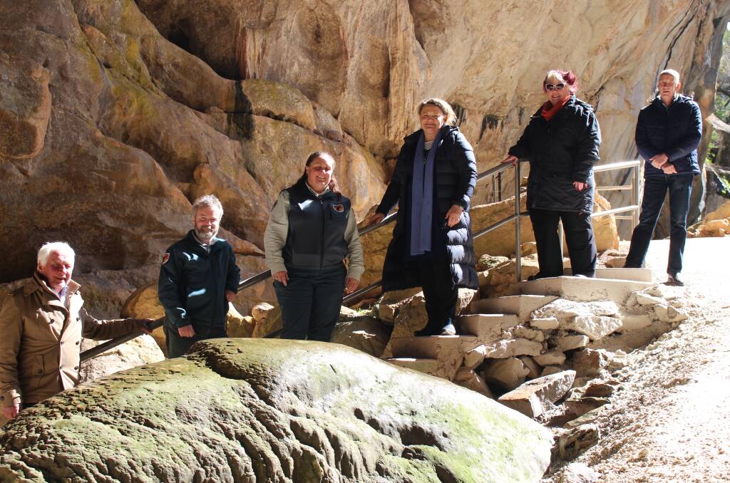 Goulburn MP Wendy Tuckerman (fourth left) announced $9.6 million in funding for the Wombeyan Caves tourist park in August this year. Photo supplied.