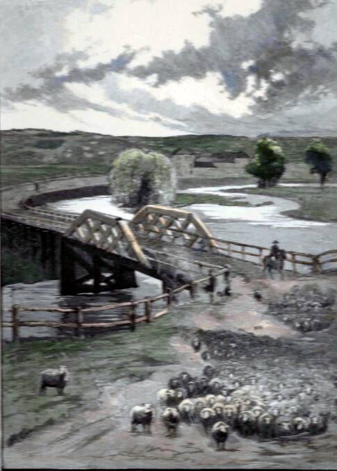 FUNCTIONAL: A sketch of the old Lansdowne Bridge over the Mulwaree Ponds in 1889. It was just one of five bridges built over the years.