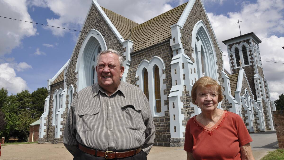 FAITHFUL: St Mary's, Crookwell parishioners Richard Cromack and Mona McIntosh want a stained glass window installed. Photo: Louise Thrower