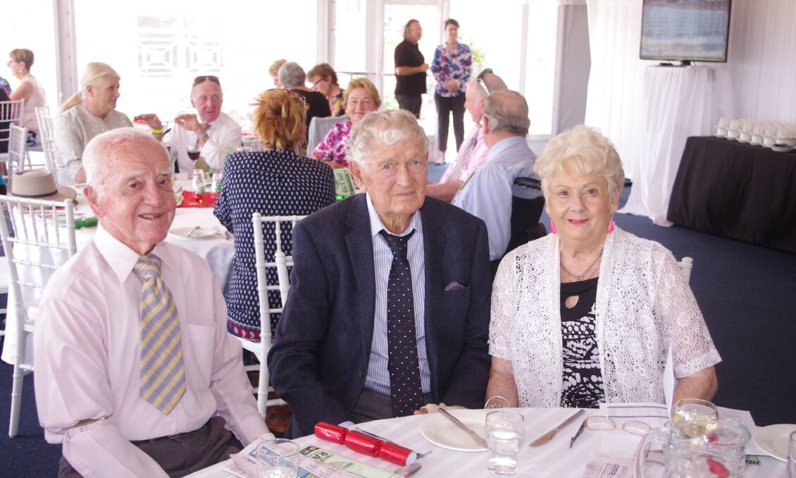 RACING ENTHUSIASTS: Allan 'Jockey' Rudd enjoyed many social outings with good friend friends Fred and Jill Cooper. Photo: Darryl Fernance. 