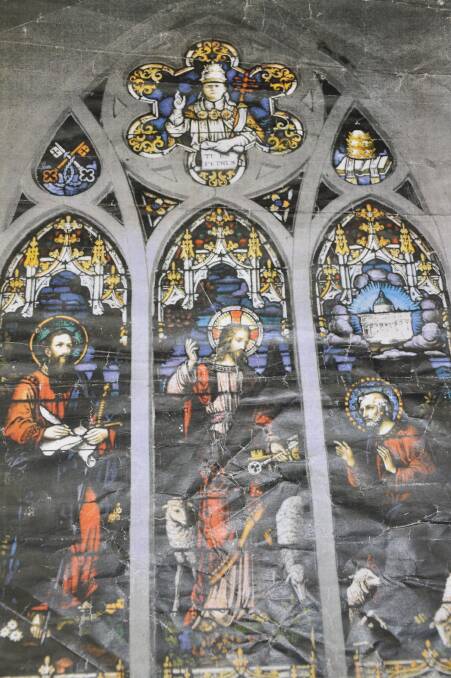 The late father Peter Murphy purchased this stained glass window from the old Coolac Church for $150,000 to be installed at St Mary's, Crookwell.