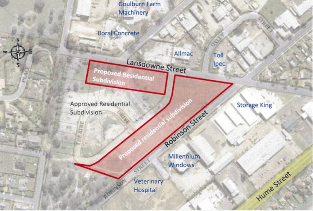 CONFLICT?: The developer, Simgrow Pty Ltd, proposed to develop ten 1000sqm lots on Robinson Street and five 2000sqm blocks on Lansdowne Street in its amended plan. Image sourced. Another 17 lots have already been approved inside the subdivision.