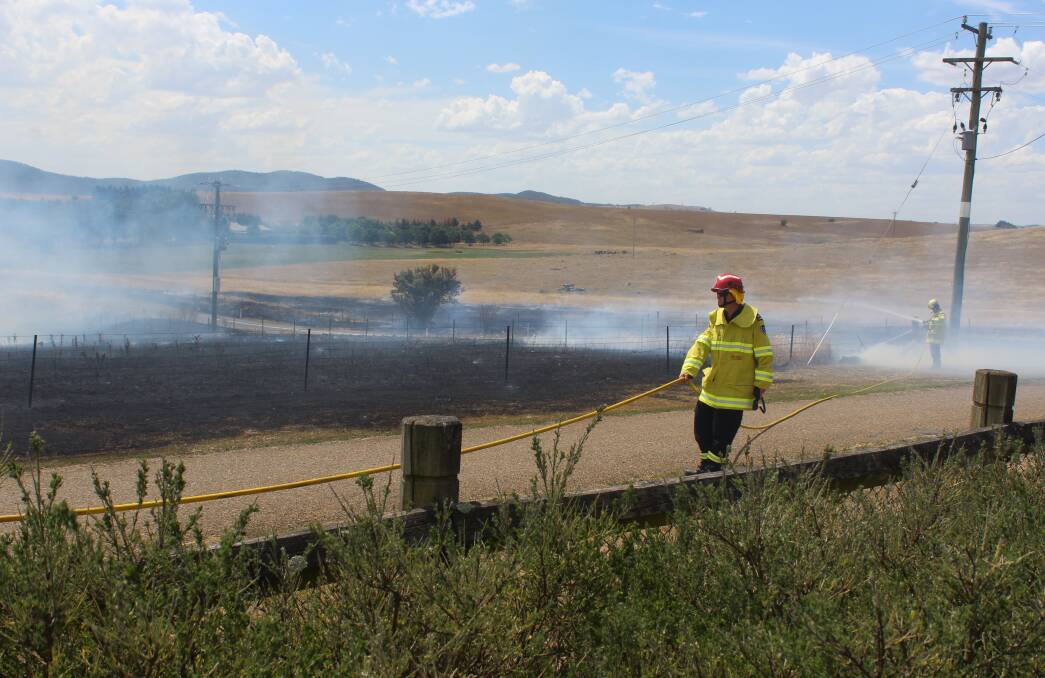 The Rural Fire Service doesn't want a repeat of grassfires, like this one on Chinamans Lane in January. A total fire ban is in place on Friday.