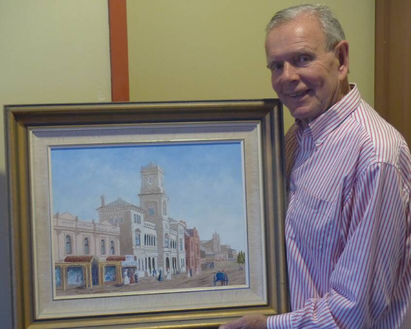ARTISTIC VEIN: Former Goulburn man Barry Cranston says artists need a more permanent gallery. Here he displays his 1920s depiction of the Post Office.