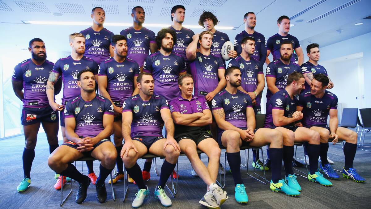 The Storm players wait to be photographed during a Melbourne Storm NRL media opportunity at AAMI Park on September 26, 2016 in Melbourne, Australia. Photo: Michael Dodge/Getty Images