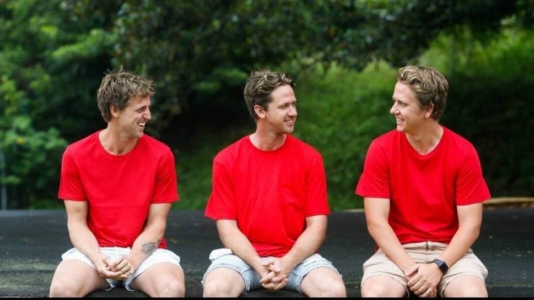 Darren's sons Michael, Ben and Tom Williams have all become advocates for heart health. Picture supplied