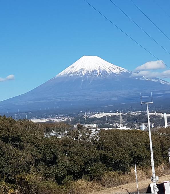JOURNEY: Mt Fuji, Japan as snapped from the Shinkansen (Very Fast Train) on a recent trip between Tokyo and Kyoto. Photo David Cole. 