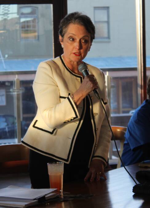 UNDER PRESSURE: Member for Goulburn Pru Goward at the Politics in the Pub session on Monday night. Photo Mariam Koslay. 