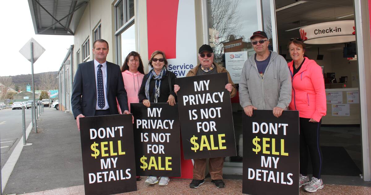 CONCERNS: Labor MP Clayton Barr was joined outside the Goulburn Service NSW Centre by concerned locals protesting the State Government’s decision to appoint private providers to do the work of Service NSW.