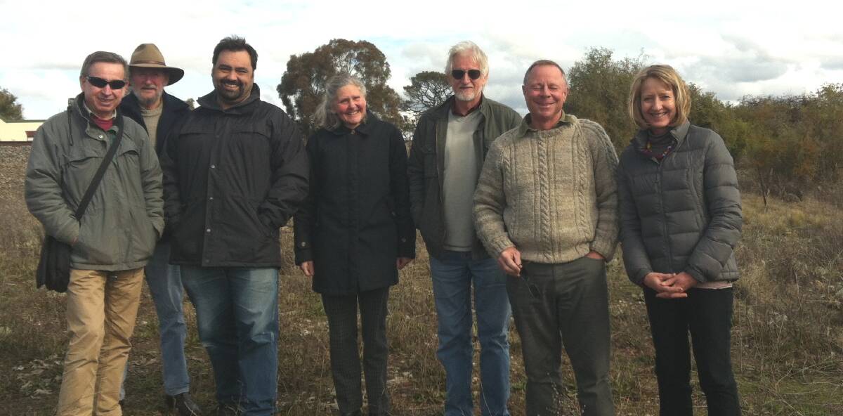 SOLAR: At the solar farm site near Goulburn: (Left) Peter Fraser, Bill Wilkes, Alex Ferrara, Sonia Smythe, Mark Fleming, Ed Suttle and Mhairi Fraser.