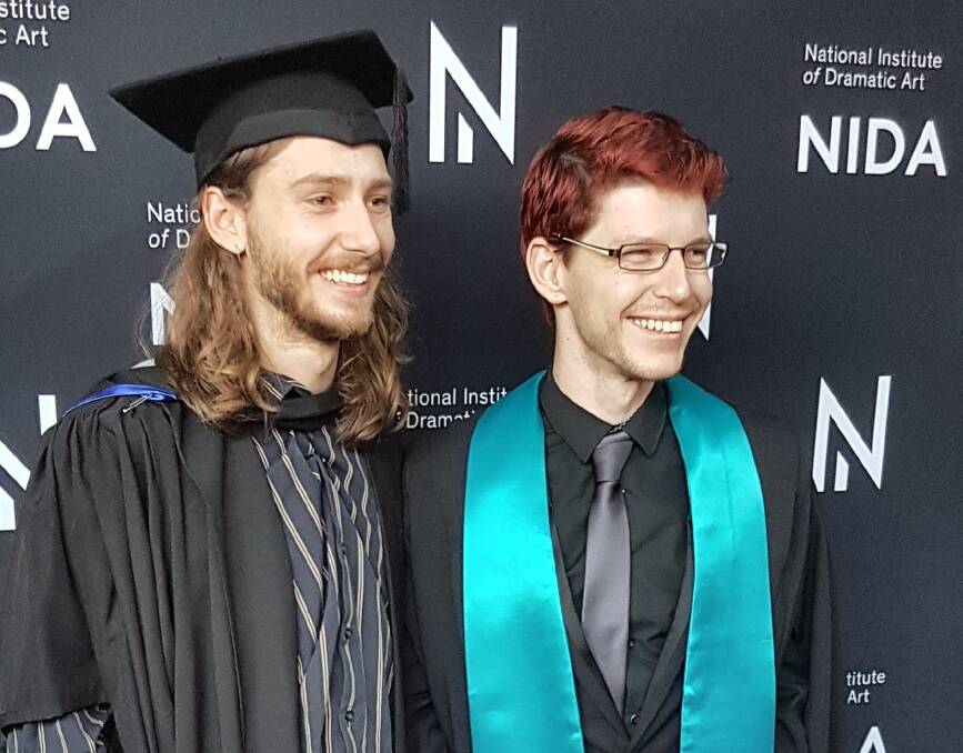 GRADUATES: Cousins Mark and Joshua Churchill graduated from NIDA on May 21. They are both busy with various artistic projects in Sydney. They said their Lieder Theatre training made them seek careers in this industry. 
