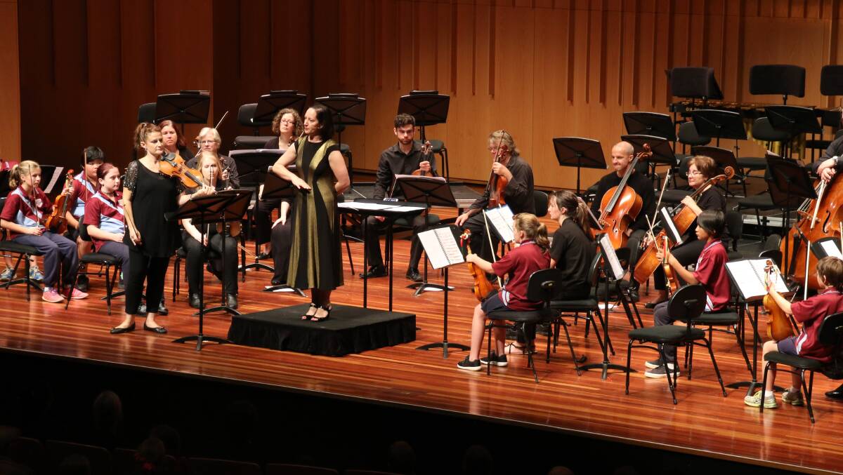 CONCERTO: The Goulburn Concerto being performed at the Llewellyn Hall in Canberra, featuring soloist Kirsten Williams and conductor Dr Anita Collins. Photo supplied. 