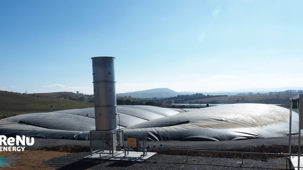 BIOGAS: An anaerobic lagoon, feeding gas which is part methane to a power generator, is now operational at Southern Meats, Goulburn. Photo supplied by ReNu Energy.