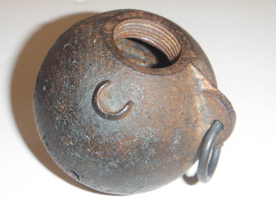 TURKISH BALL GRENADE: This bomb was used during the First World War and the complete (undamaged) example is at the museum. 