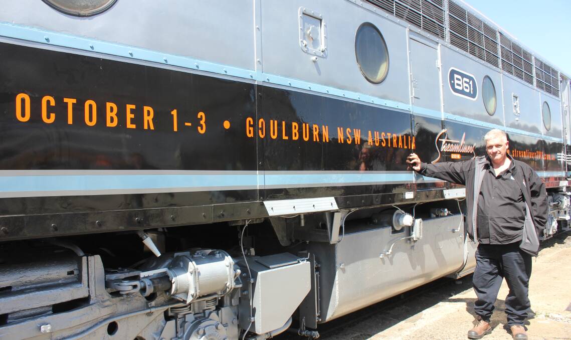 GLORY DAYS: Streamliners organiser Bernie Baker with the B61 train that has been named after him. 