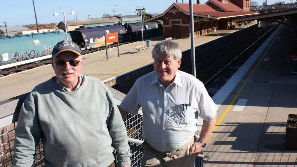 DISAPOINTED: STRUG president Greg Price and STRUG member John Proctor at Goulburn Railway Station recently.