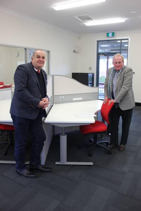 NEW CENTRE: University of Central Queensland Professor Bill Blayney and the Chair of the Goulburn University Centre Steering Committee Guy Milson in the new centre at the Goulburn TAFE Campus on Monday. 