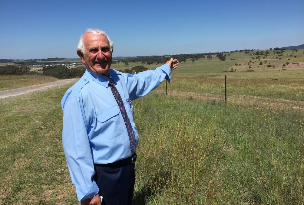 ESTATE PROPOSED: Tony Lamarra pointing out where a new housing estate is proposed on land that he has sold off.