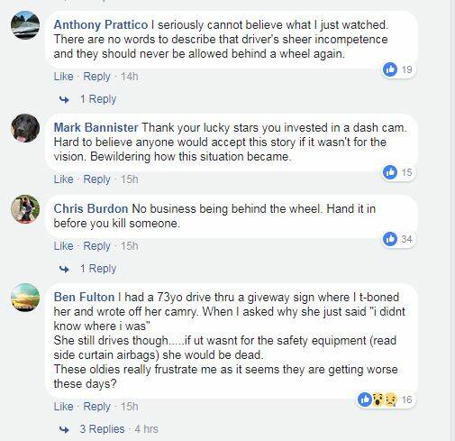 Debate on the issue of elderly drivers rages on the Dashcam Owners Australia Facebook page. 
