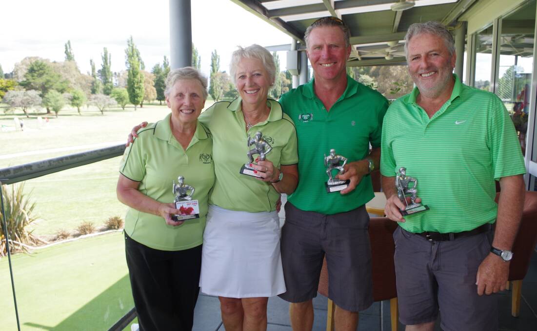 GRINNERS: Happy with their golfing performance for the day were the 2017 gross winners Annie Gilmore, Alison Croker, David Laurie and Paul Croker. Photo: Darryl Fernance