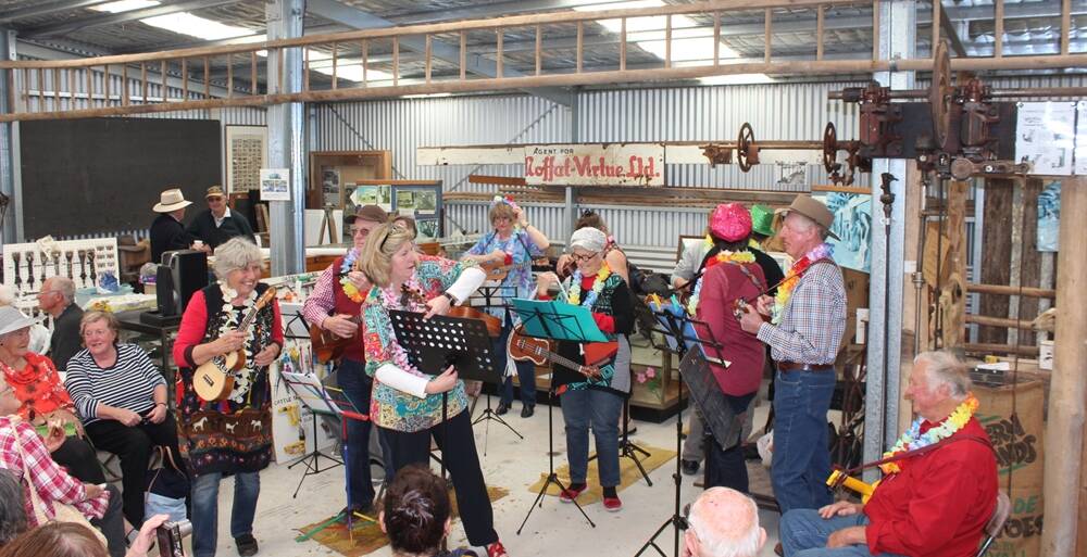 PULLING STRINGS: The Taralga Ukulele Group prepares to perform to the delight of many fans of history at the Historical Society Open Day.