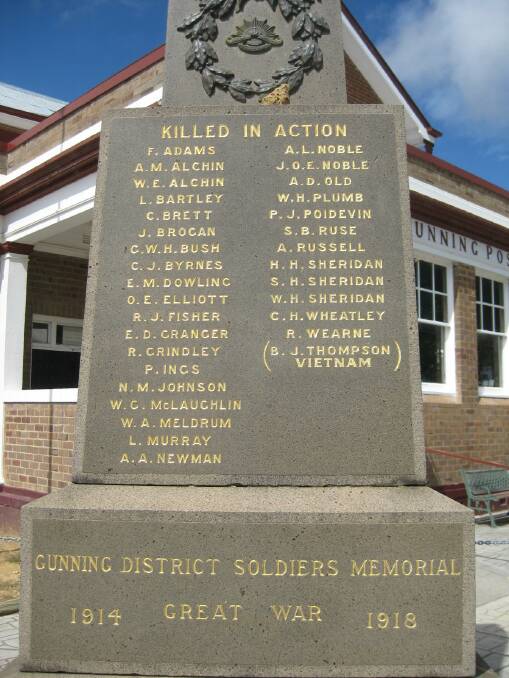 VALE: Barry Thompson was the only Gunning person lost in the Vietnam War - his name is inscribed on the Gunning Cenotaph.